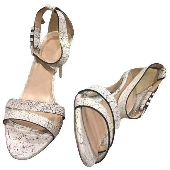 J. Crew Crackled Leather Heels size US 8 NEW White - Picture 8 of 9